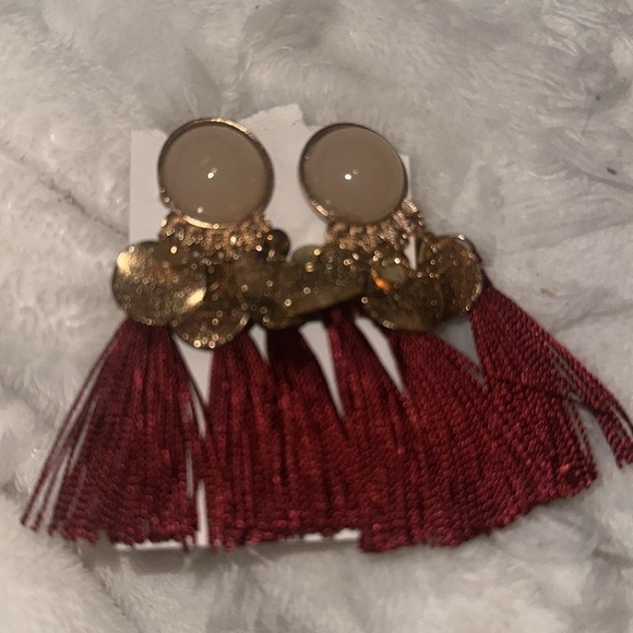 Vintage burgundy gray‎ earrings NWT - Picture 3 of 5